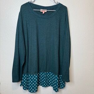 Evri The Layered Look Jewel Tone Green Sparkle and Dots Pullover Tunic Size 4XL